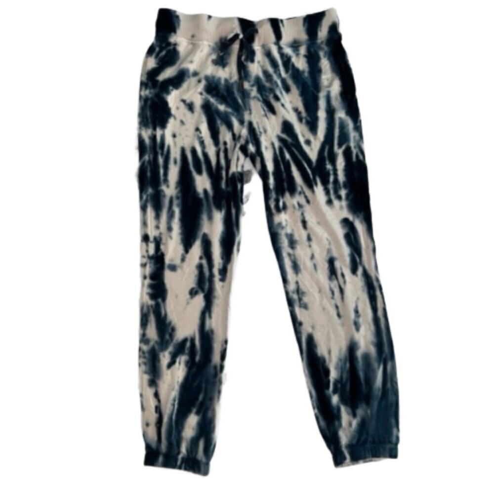 Young Fabulous & Broke Tie Dye Navy & Cream Soft Sweatpants Joggers Size L